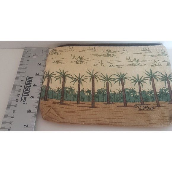 Paul Brent Sun N Sand Small Zippered Bag Sea Side Beach Life Palms Beach Cotton - Picture 4 of 12
